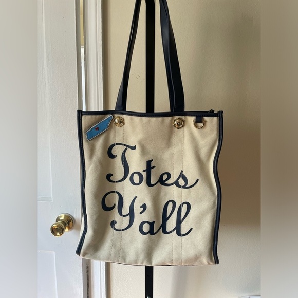 Draper James Handbags - Draper James|| Totes Y’all Tote bag, Leather and canvas bag, With Tennessee Pin